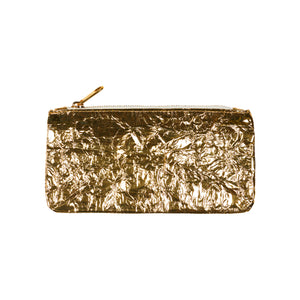 Leather Embellished Small Pouch - Gold #1